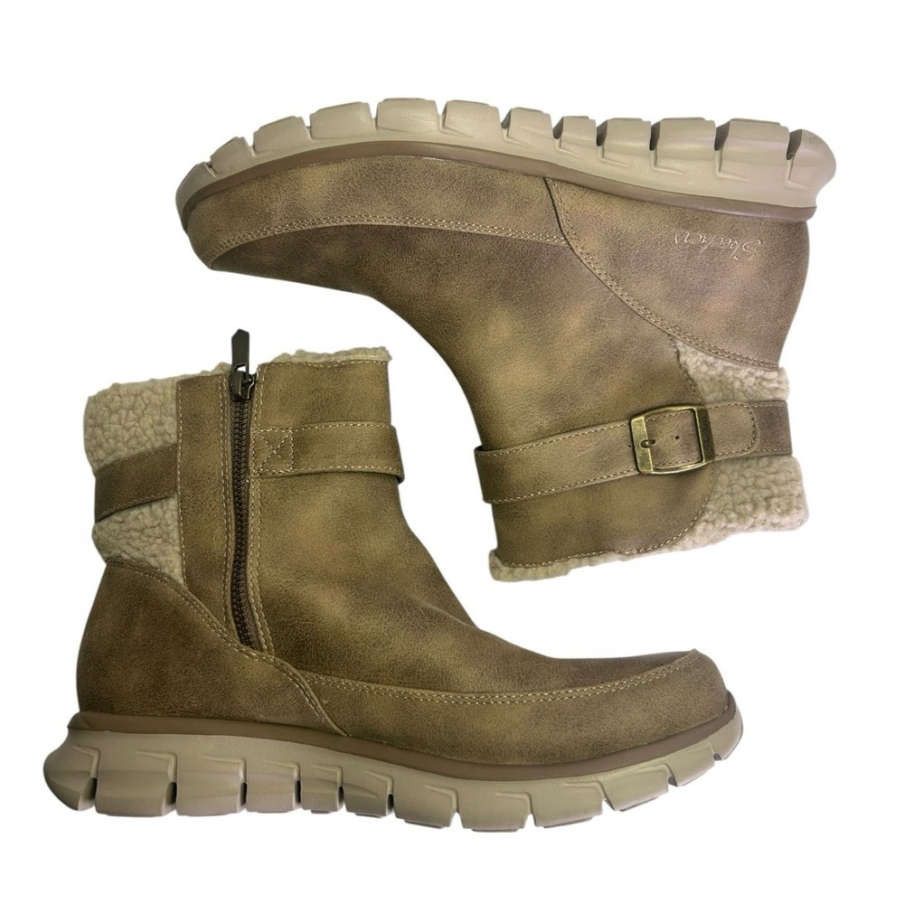 Skechers Womens Synergy Diva Lane Ankle Boots Size 8.5 Taupe Memory Foam - Picture 6 of 8